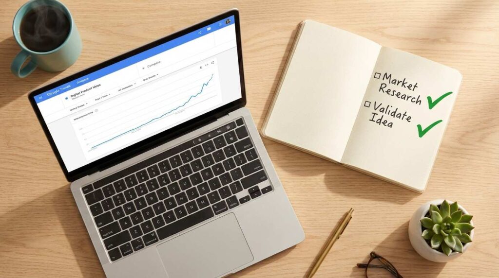 How to validate digital product idea using search trends and a simple checklist.