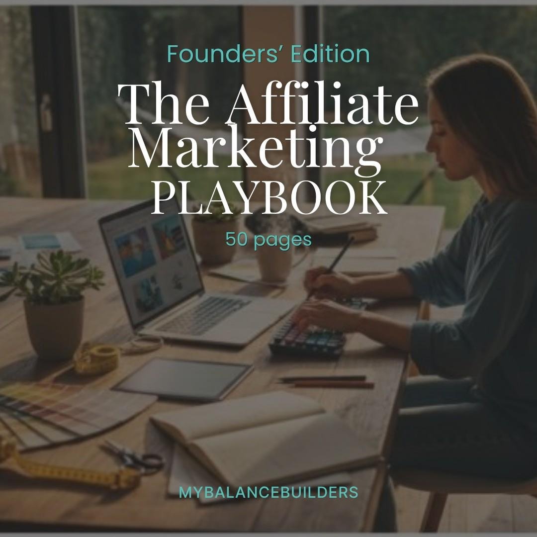 Affiliate Marketing Playbook cover — 50-page Affiliate Marketing guide for busy parents by My Balance Builders